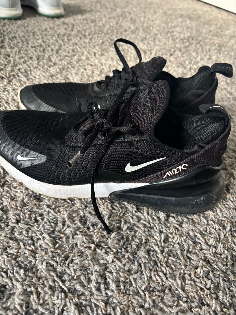 Nike Air Max 270 Men's Black with White Swoosh Sneakers